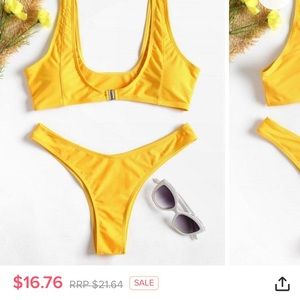 Yellow bikini, front snap detail